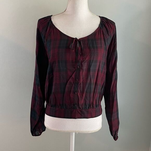Express Red & Black Plaid Blouse - Picture 1 of 5